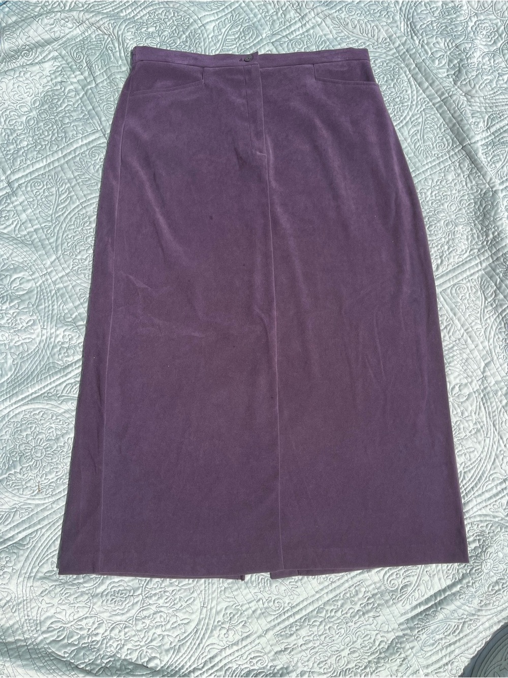 Y2K VINTAGE Requirements Women’s Dark Purple Soft Texture Midi Skirt Slit Back